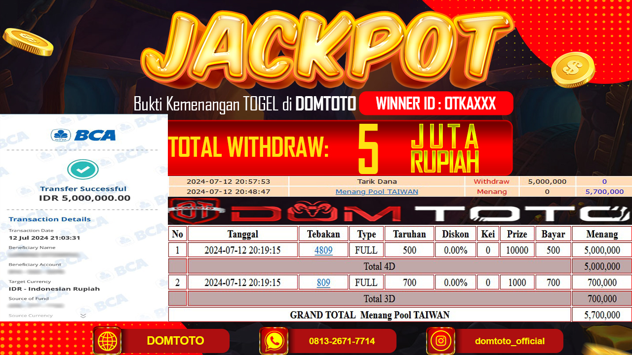 JACKPOT TOGEL TAIWAN 12 JULI 2024